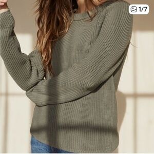 Jenni Kayne Cotton Fisherman Sweater in “Eucalyptus” size XS